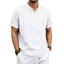 2026 Men's Summer Henley Neck Short Sleeve