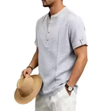 2026 Men's Summer Henley Neck Short Sleeve