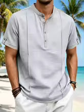 2026 Men's Summer Henley Neck Short Sleeve